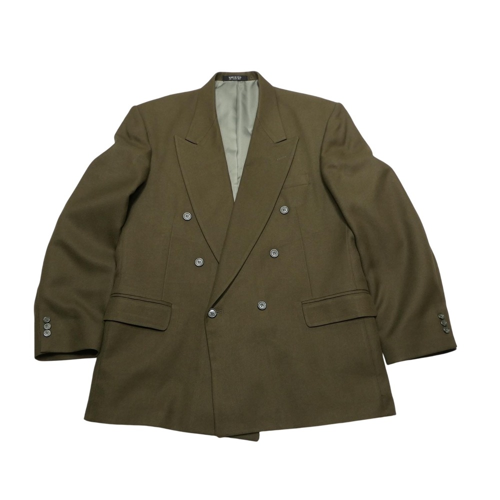 Raffinati Double‎ Breasted Blazer Mens 42R Olive Green Peak Lapel Made in USA
